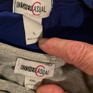 Bundle of 2, Kosher Casual, made in Israel, size XXL L layering tops.